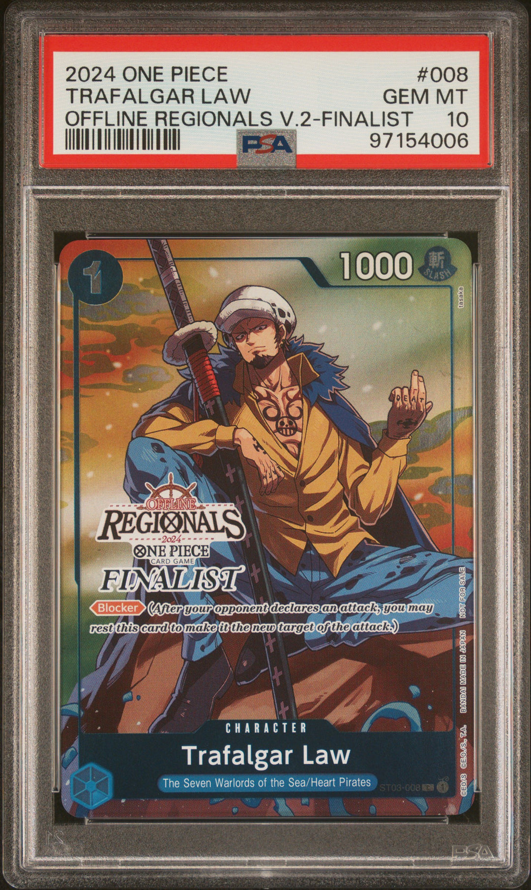 ONE PIECE SET OFFLINE REGIONALS FINALIST SERIALIZED PSA 10 SET