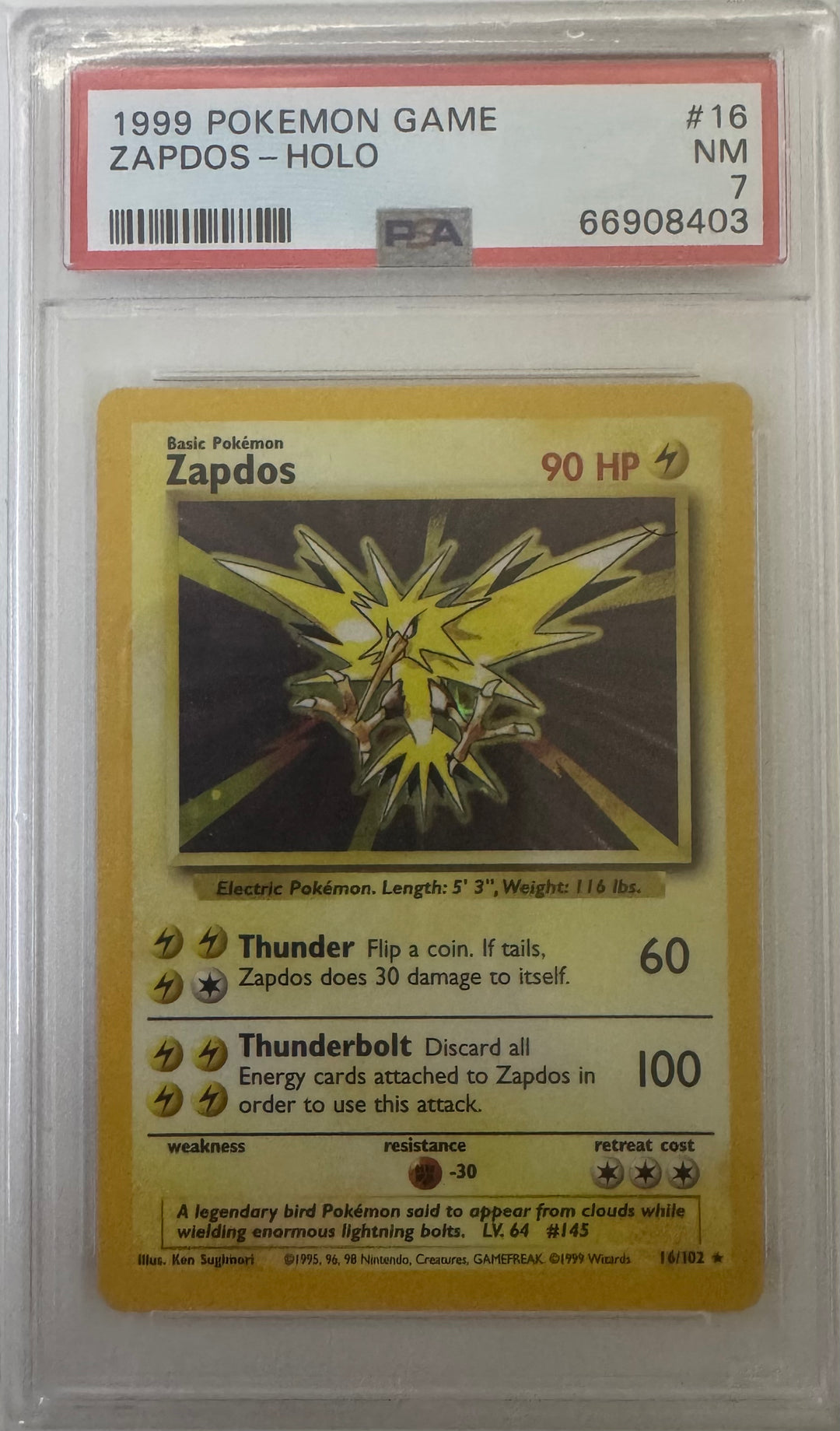 1999 POKEMON GAME ZAPDOS - HOLO